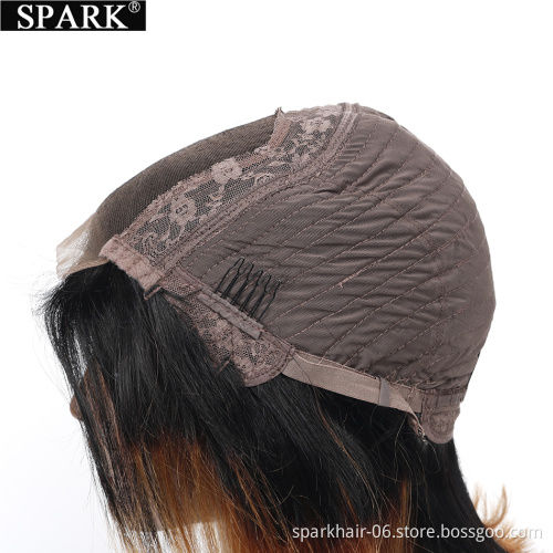 SPARK 1B/30 Ombre Color Lace Front Wigs Human Hair for Women Short Bob 4x4 Lace Closure Straight Brazilian Remy Hair Wigs With
